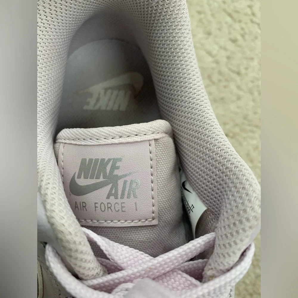 Nike Size 8 Air Force 1 ‘07 Essential Venice Metallic Silver Lilac Low Sneakers